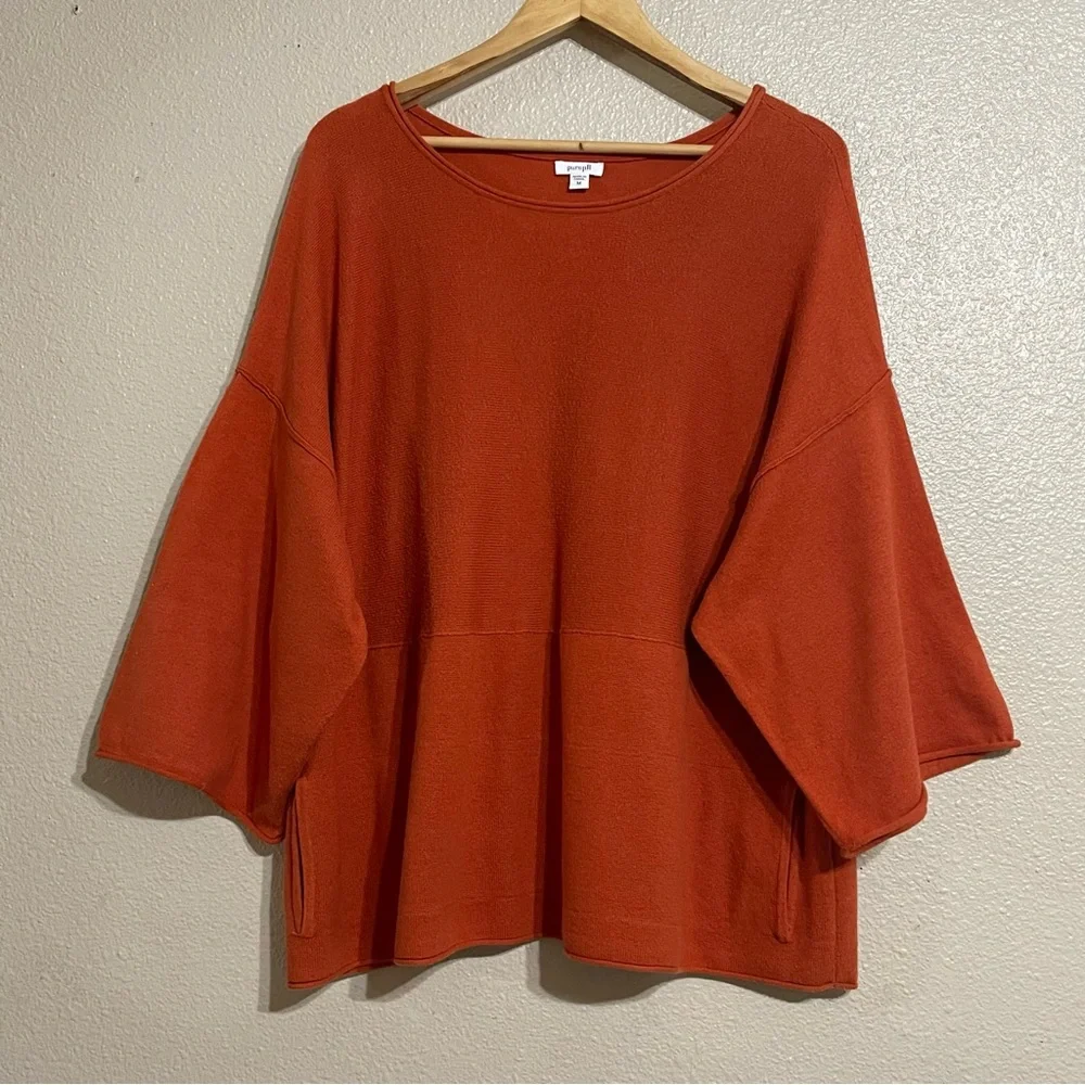 Pure Jill cashmere cotton Kimono-Sleeve Sweater Top Sz M